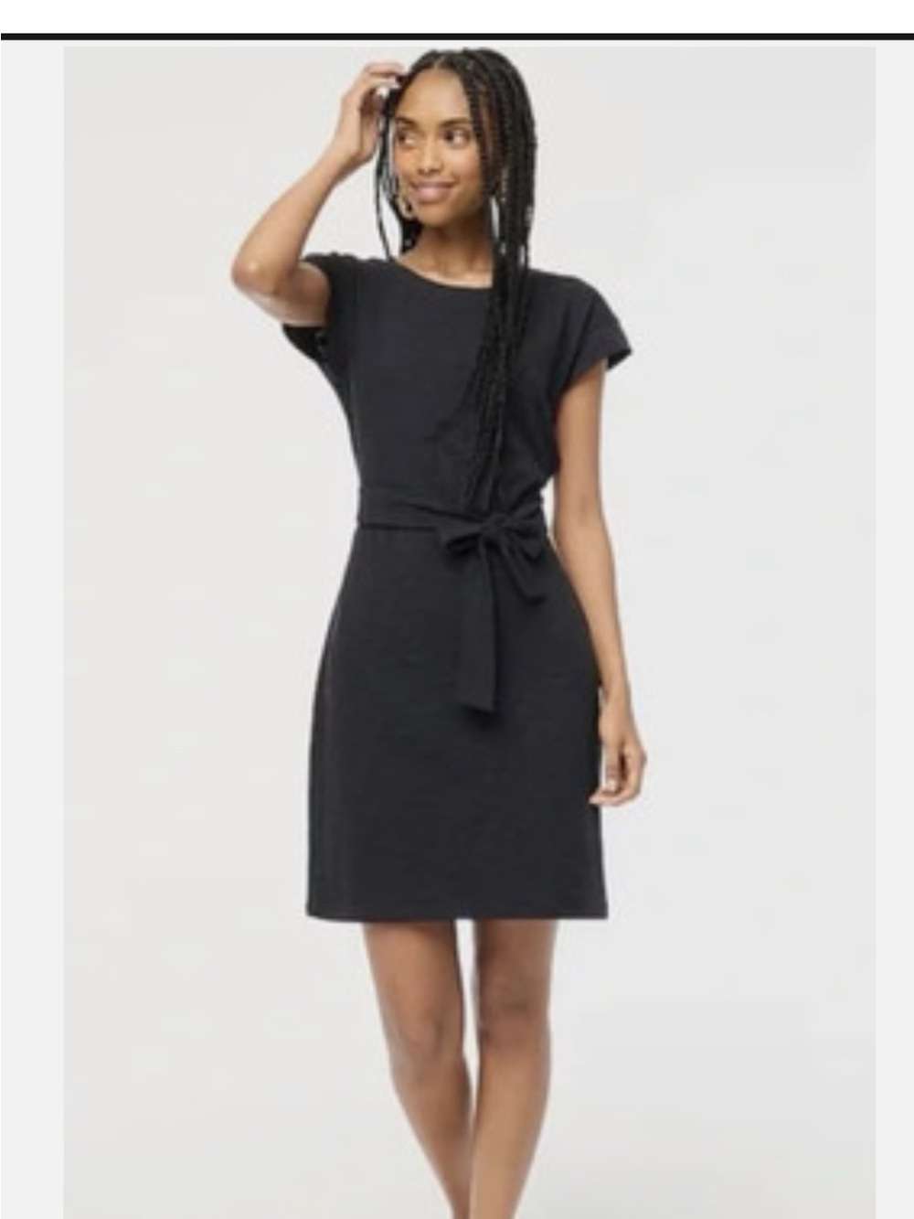 NWT J Crew Short-sleeve belted suiting dress Black